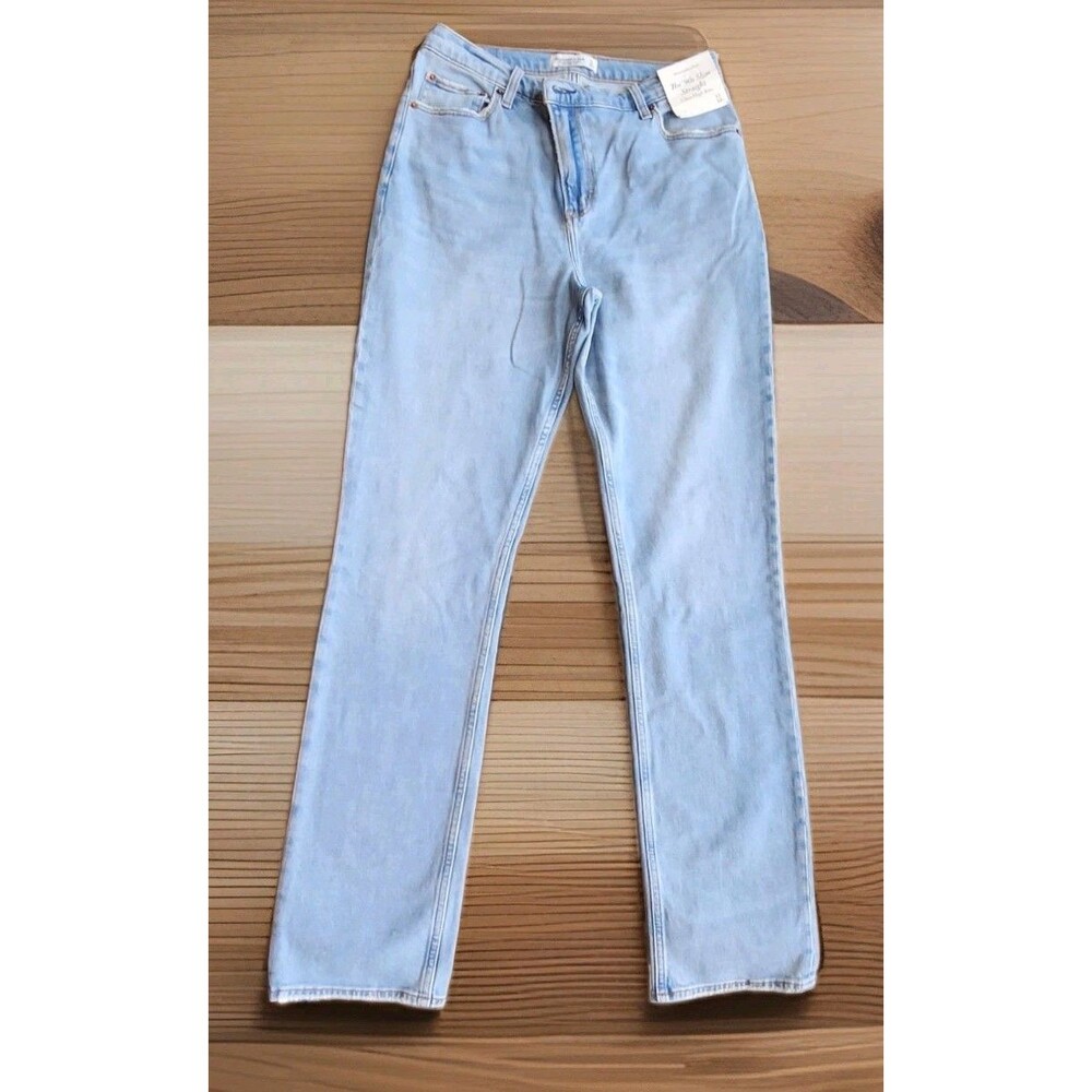 Abercrombie & F NWT The 90s Straight Ultra High Rise Jeans Sz 31/12R MSRP $100 - Picture 2 of 12